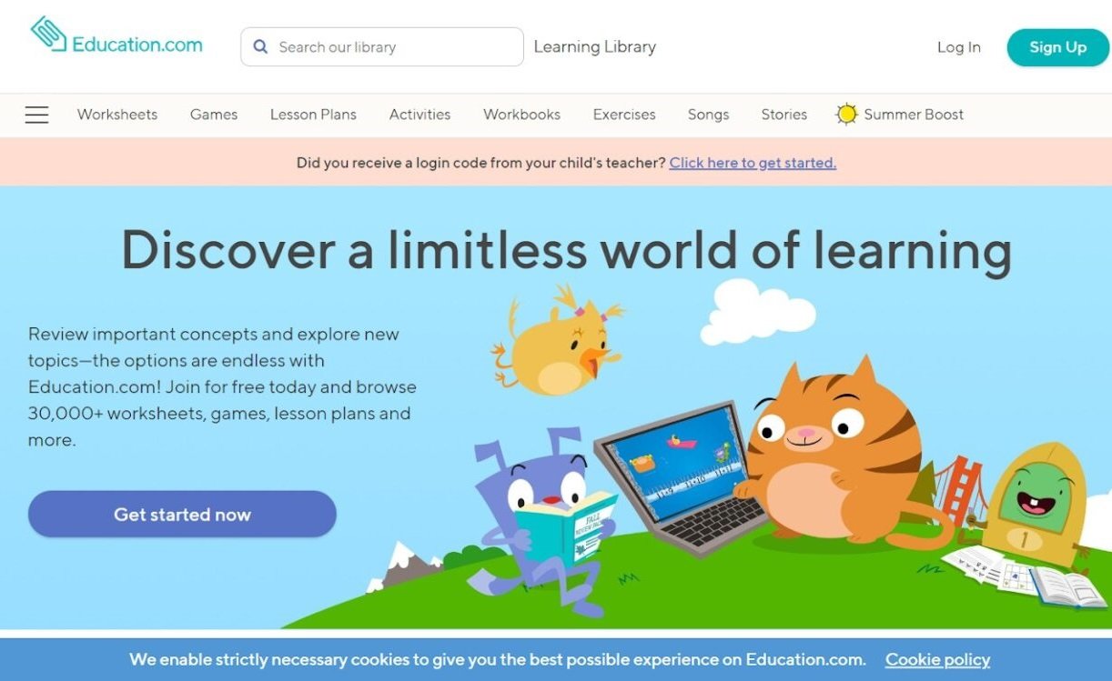 Child learning math, reading, and science with Education.com interactive games
