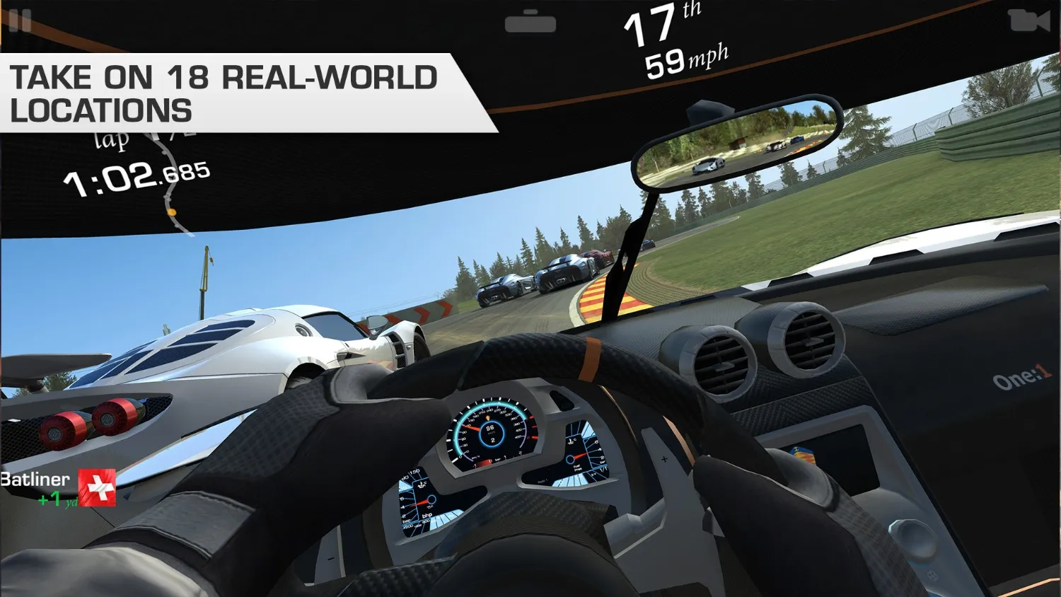 Real Racing 3 cars racing on a realistic race track