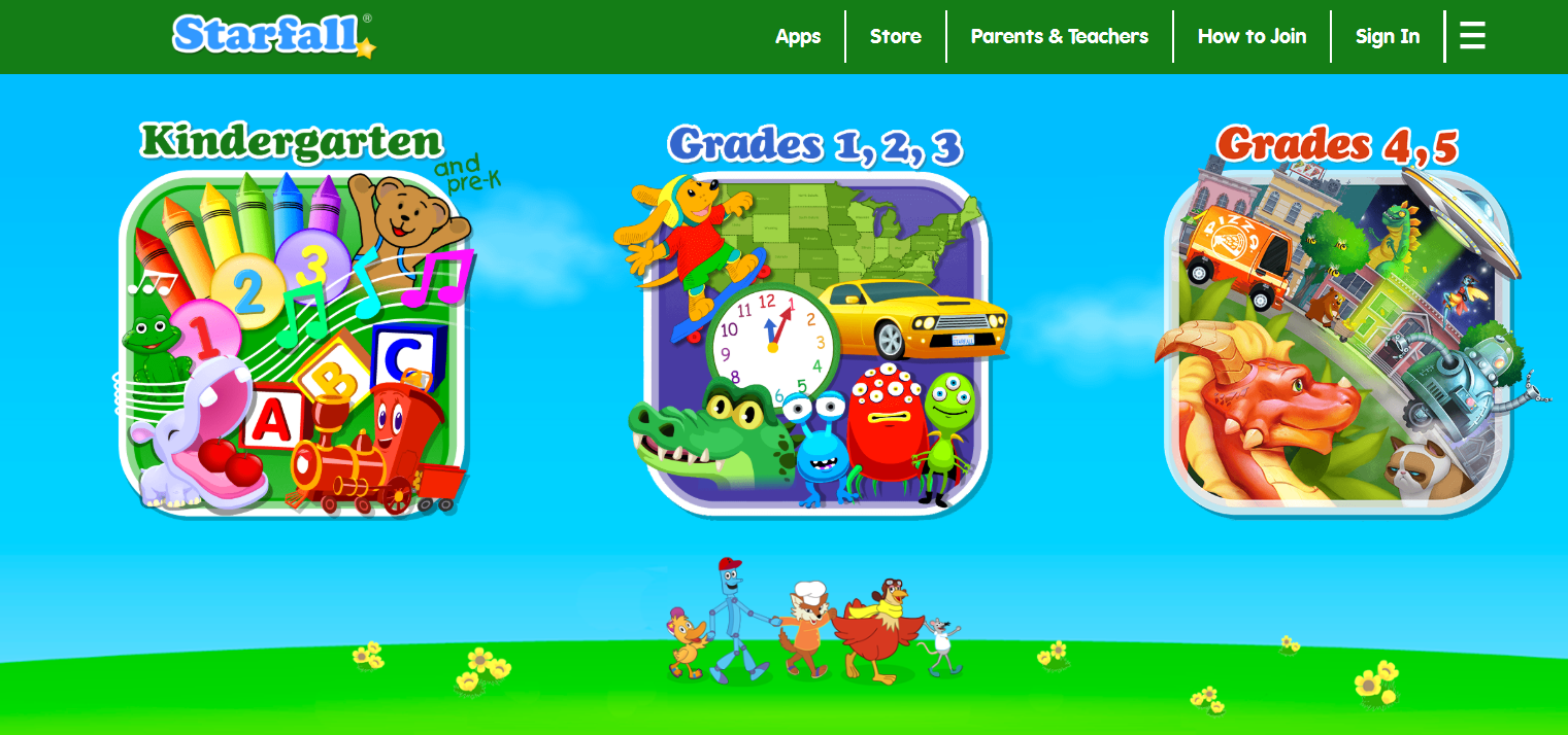 Young child learning reading and phonics with Starfall interactive games