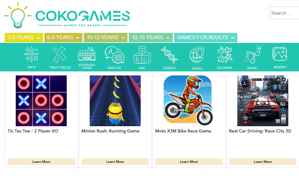 Young child practicing counting, addition, and patterns in CokoGames mini-games